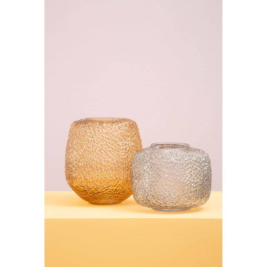 Colbie Medium Embossed Amber Glass Vase