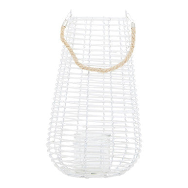 Lentigo Large White Rattan Lantern