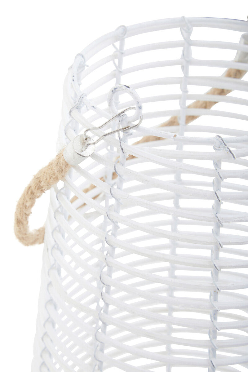 Lentigo Large White Rattan Lantern