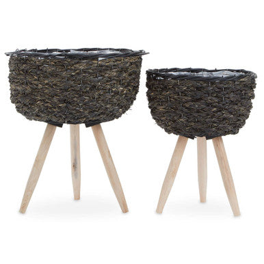 Lentigo Set Of Two Black Planters