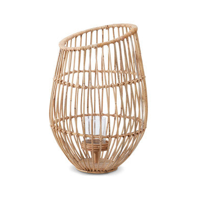 Woven rattan vase on a white background