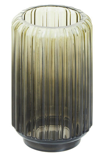 Chima Small Grey Ribbed Glass Vase