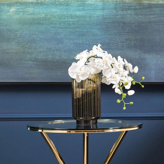 Chima Small Grey Ribbed Glass Vase - image 1