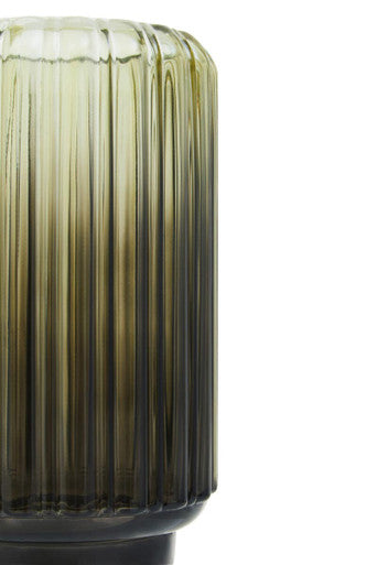 Chima Small Grey Ribbed Glass Vase