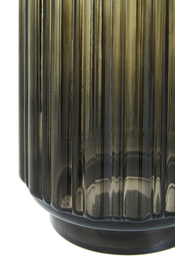 Chima Small Grey Ribbed Glass Vase