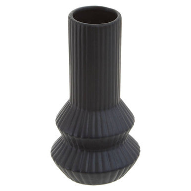 Fabia Black Ribbed Vase