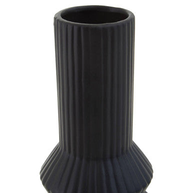 Fabia Black Ribbed Vase