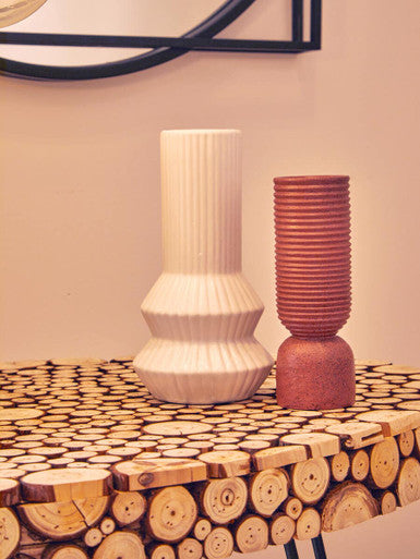 Fabia White Ribbed Vase