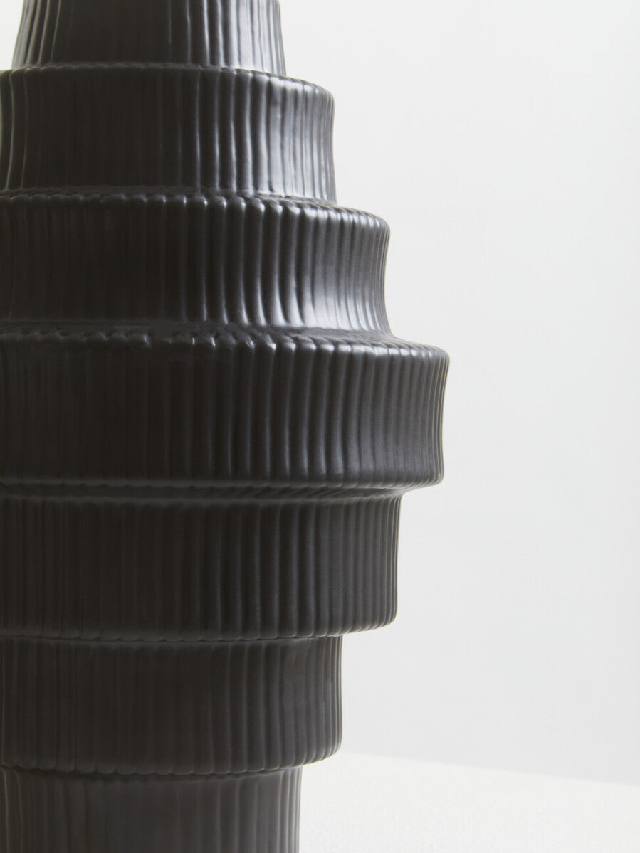 Fabia Black Large Step Design Vase