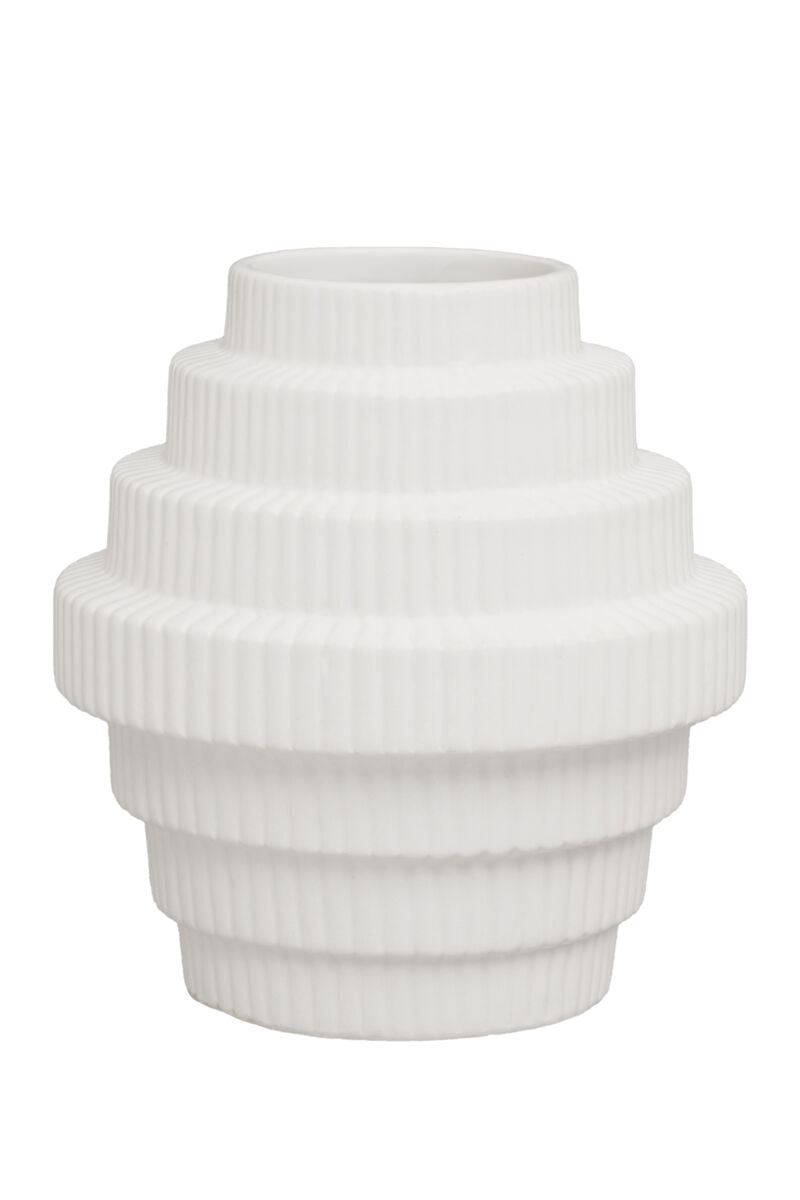 Fabia White Small Step Design Vase
