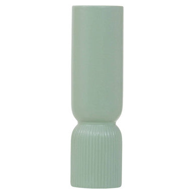 Green ceramic vase on a white background