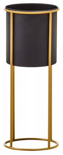 Trosa Large Black And Gold Floor Standing Planter
