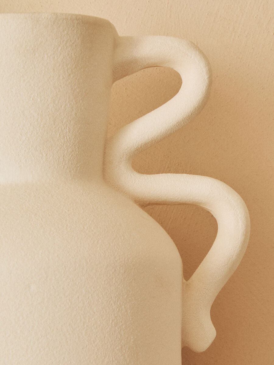 Sonata Large White Vase with Abstract Handles