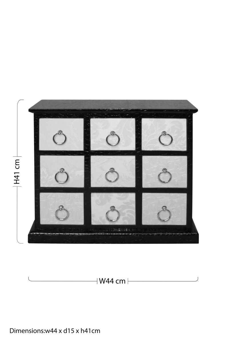 Carla 9 Drawer Crocodile Leather Effect Rectangular Cabinet