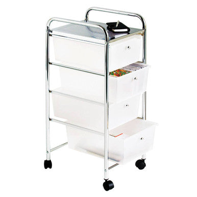 Tube Frame 4 White Plastic Drawers Trolley
