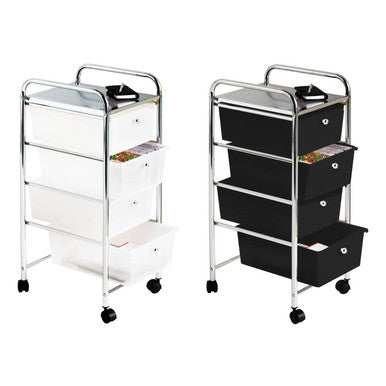 Tube Frame 4 White Plastic Drawers Trolley