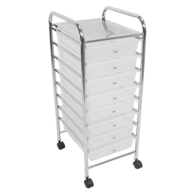 8 White Plastic Drawers Trolley