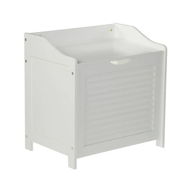 Shutter White Wood Laundry Storage Cabinet - image 1