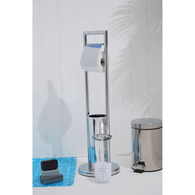 Linnea Squared Chrome Toilet Brush And Roll Holder - image 3