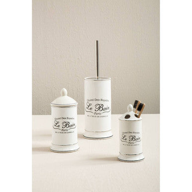 Set of three white containers with &