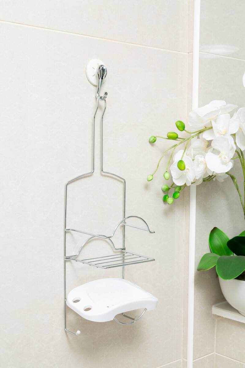 2 Tier White Soap Dish Shower Caddy - Orsina