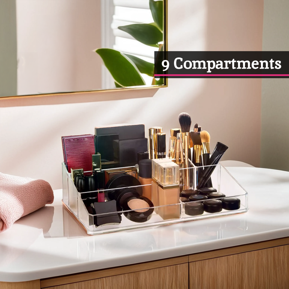 Beauty 9 Compartment Cosmetics Clear Organiser