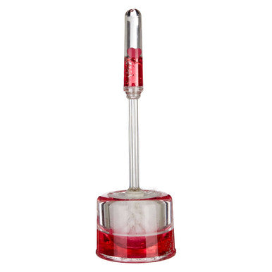 Clear and red glass drink mixer on a white background