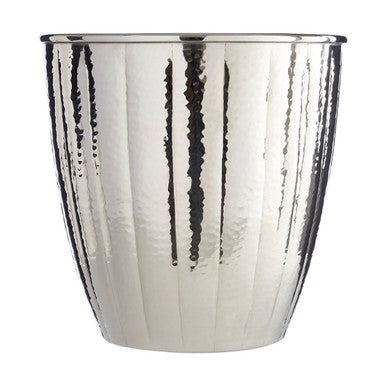 Silver textured vase on a white background