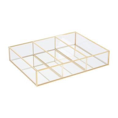 Beauty 3 Compartments Clear Glass Makeup Organiser