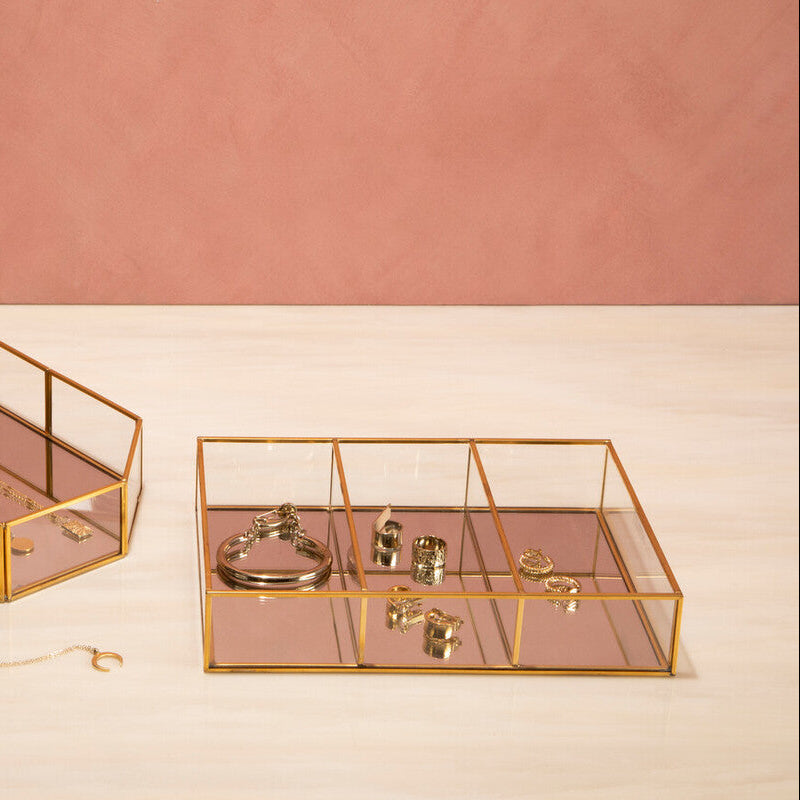 Beauty 3 Compartments Clear Glass Makeup Organiser - image 2