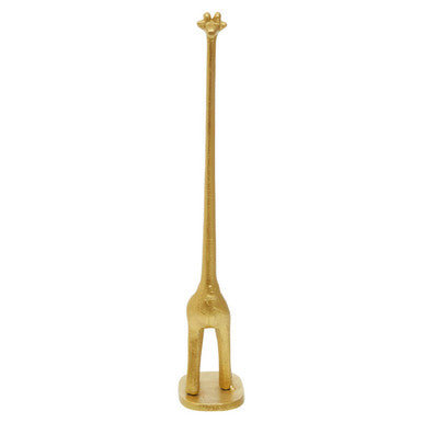 Gold-colored giraffe-shaped object on a white background