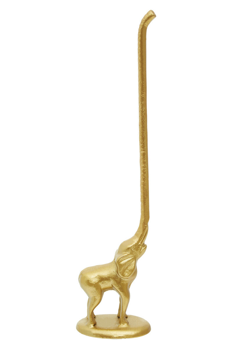 Fauna Gold Finish Elephant Toilet Roll Holder With Round Base - Image 1