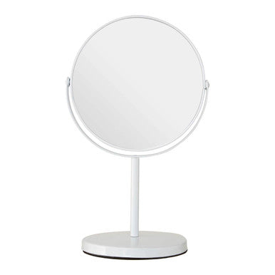 White round stand-up mirror on a white background