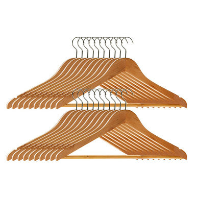 Set of wooden hangers on a white background