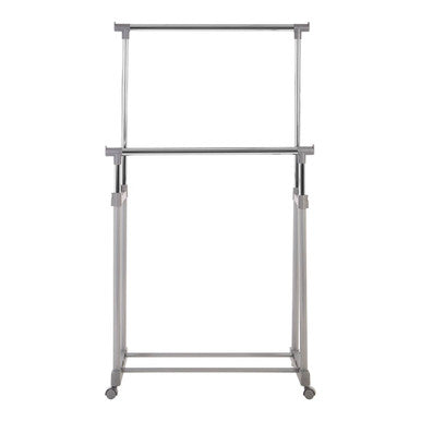 Ralesi Grey And Chrome Finish Double Clothes Hanging Rail With Wheels