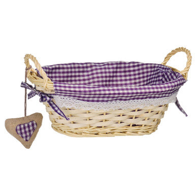 Orla Willow Bread Basket with Purple Gingham Lining - image 4