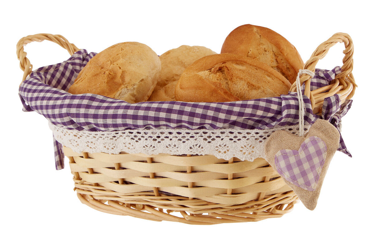 Orla Willow Bread Basket with Purple Gingham Lining - image 3