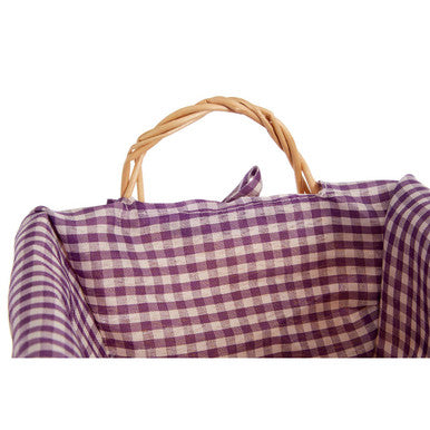 Orla Purple Gingham Lining Small Rectangular Willow Bread Basket