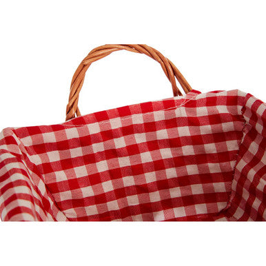 Orla Red Gingham Lining Small Rectangular Willow Bread Basket