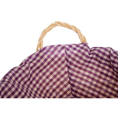Purple Gingham Lining Round Willow Basket