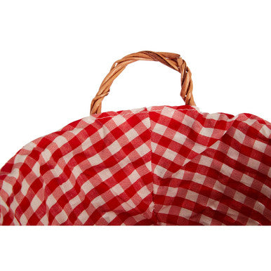 Red Gingham Lining Round Willow Basket
