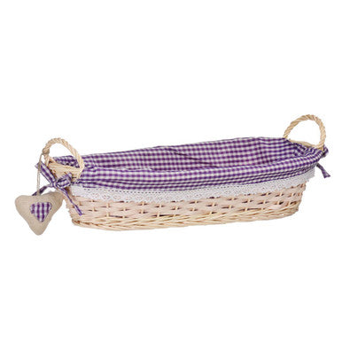 Orla Purple Gingham Lining Oblong Willow Bread Basket - image 3