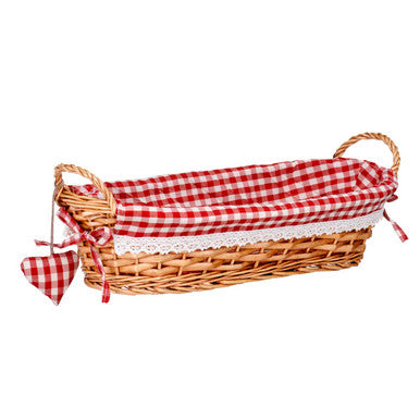 Orla Red Gingham Lining Oblong Willow Bread Basket - image 3