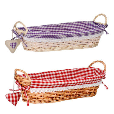 Red Gingham Lining Oblong Willow Basket
