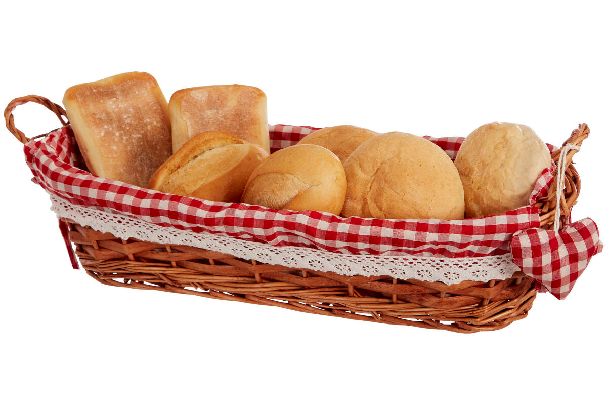 Orla Red Gingham Lining Oblong Willow Bread Basket - image 2