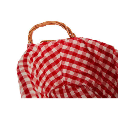 Red Gingham Lining Oblong Willow Basket
