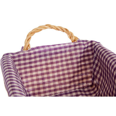 Purple Gingham Lining Large Rectangle Willow Basket