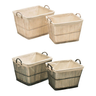 Ezell Rattan and Bamboo White Washed Set Of 2 Storage Baskets - image 4
