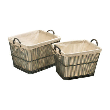 Ezell Washed Grey Rattan and Bamboo Set Of 2 Storage Baskets - image 1