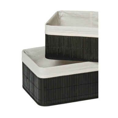 Kankyo Set Of Two Black Bamboo Storage Boxes